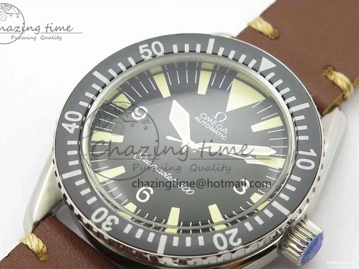 0117 Vintage Seamaster 300 No Date SS B12 Black Dial On Brown Leather Strap A2836 (Free Nylon Strap) Comfortable 7912